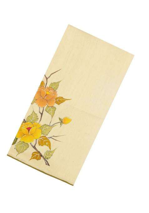 Cream Printed Tussar Silk Saree With Floral Motifs For Women