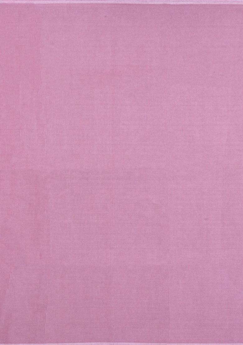 Dusty Pink Woven Tussar Silk Saree With Stripes With Checks And Stripes Design For Women - Indya