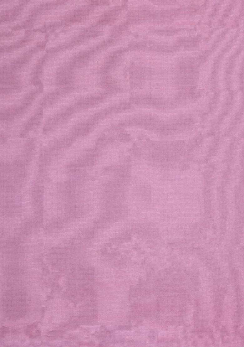 Dusty Pink Woven Tussar Silk Saree With Stripes With Checks And Stripes Design For Women - Indya