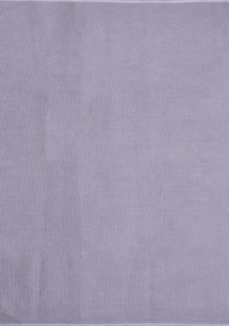Grey Woven Tussar Silk Saree With Stripes With Checks And Stripes Design For Women - Indya
