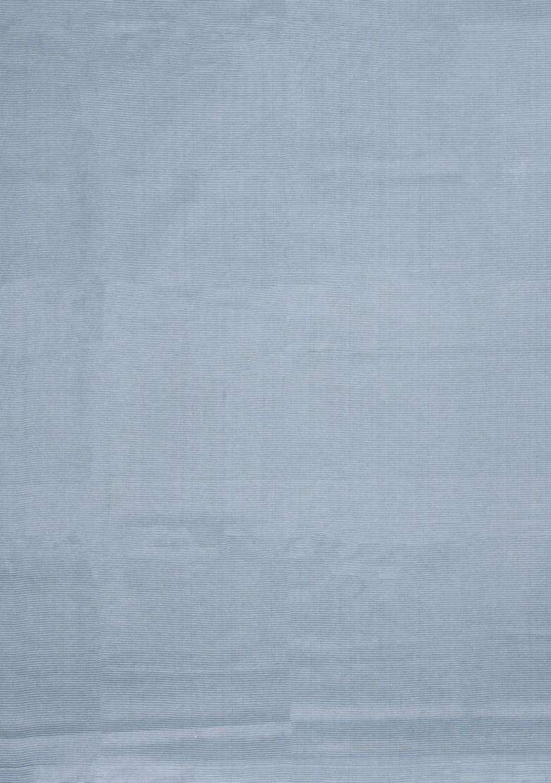 Grey Woven Tussar Silk Saree With Stripes With Checks And Stripes Design For Women - Indya