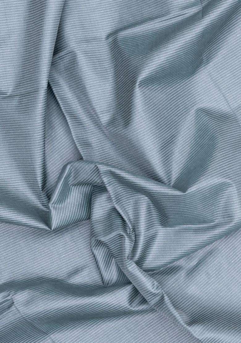 Grey Woven Tussar Silk Saree With Stripes With Checks And Stripes Design For Women - Indya