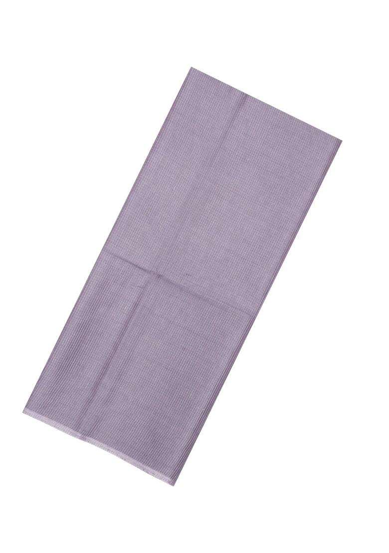 Dark Grey Woven Tussar Silk Saree With Stripes With Checks And Stripes Design For Women - Indya