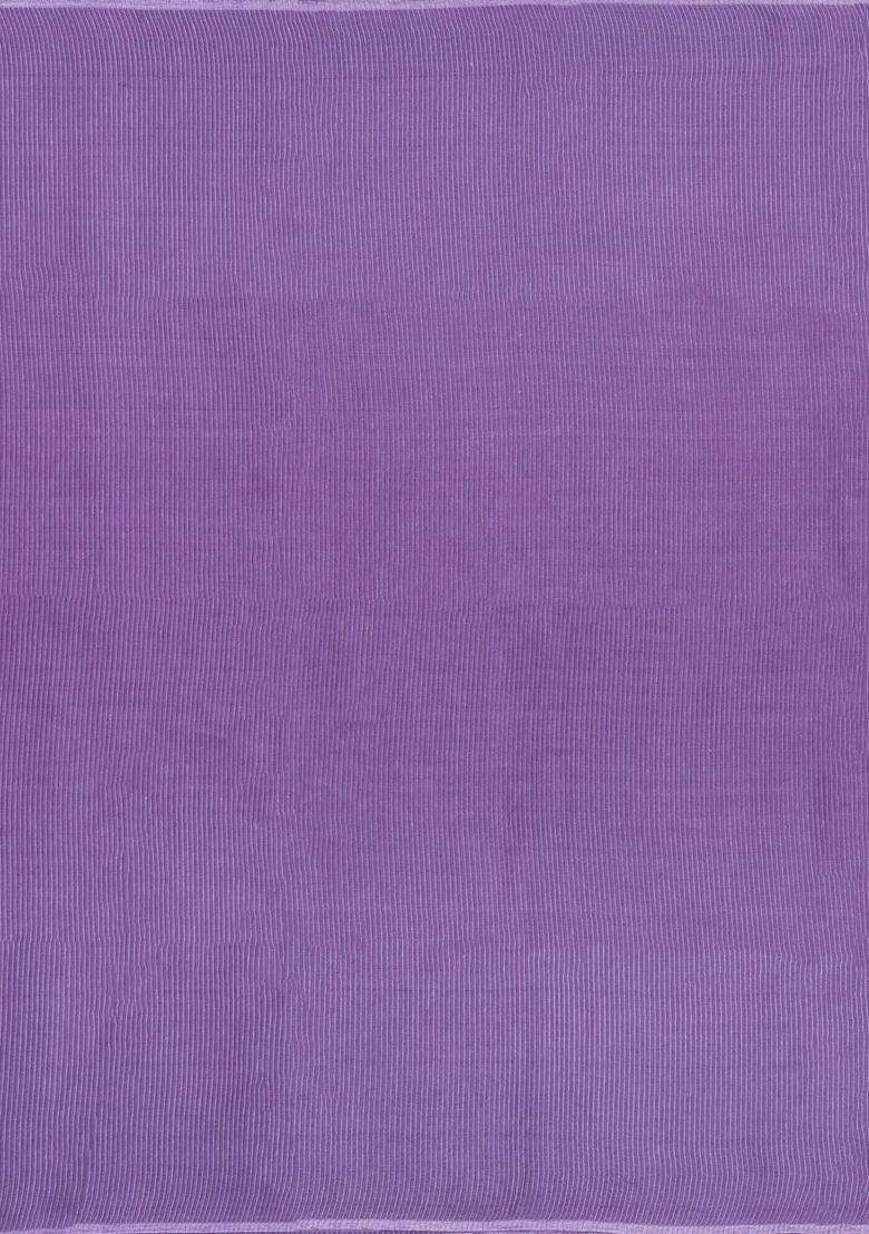 Lilac Woven Tussar Silk Saree With Stripes With Checks And Stripes Design For Women - Indya