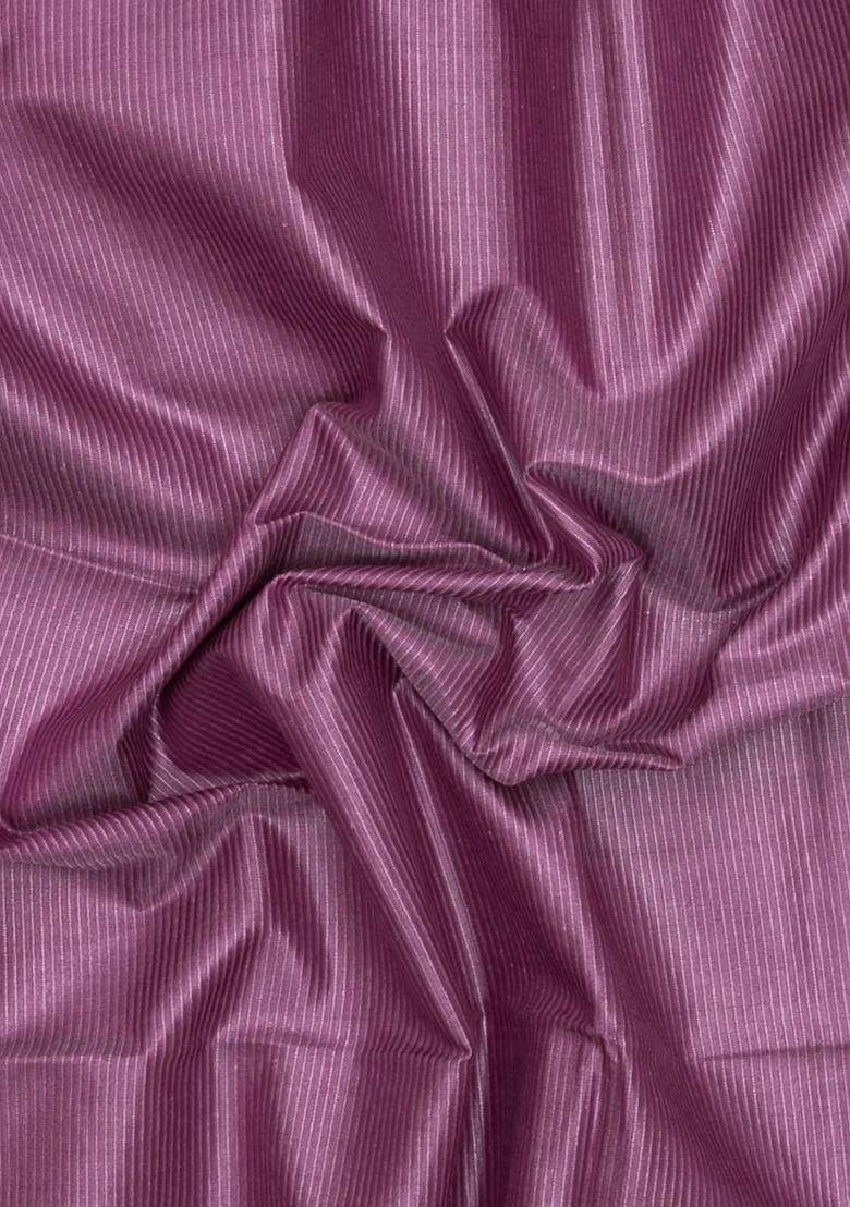Dusty Pink Woven Tussar Silk Saree With Stripes With Checks And Stripes Design For Women - Indya
