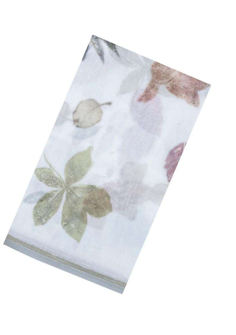White Printed Synthetic Kota Art Silk Saree Zari Border With Jhalar For Women - Indya