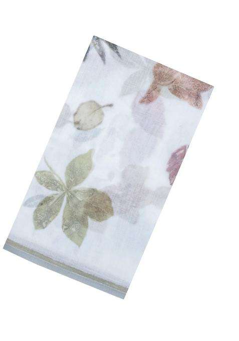 White Printed Synthetic Kota Art Silk Saree Zari Border With Jhalar For Women