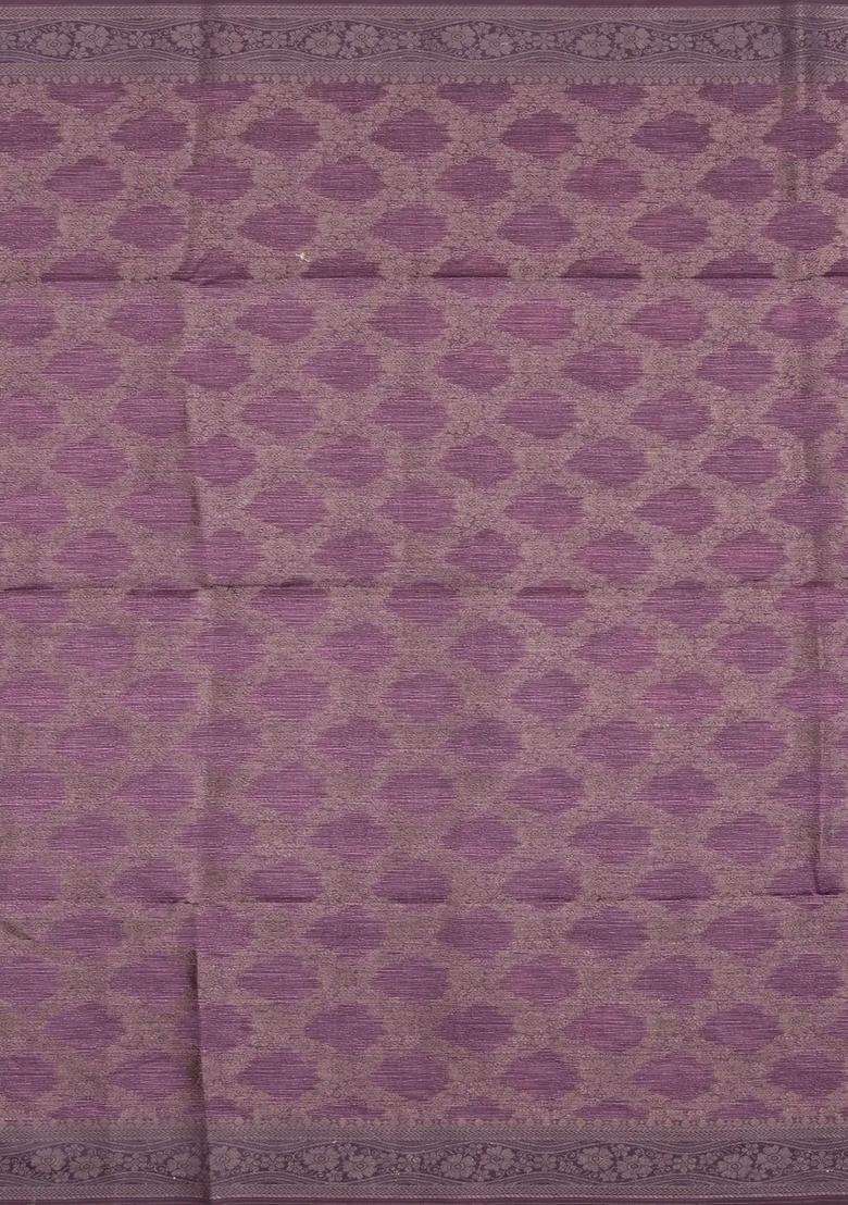Lilac Printed Synthetic Tussar Silk Saree With Zari Border For Women - Indya