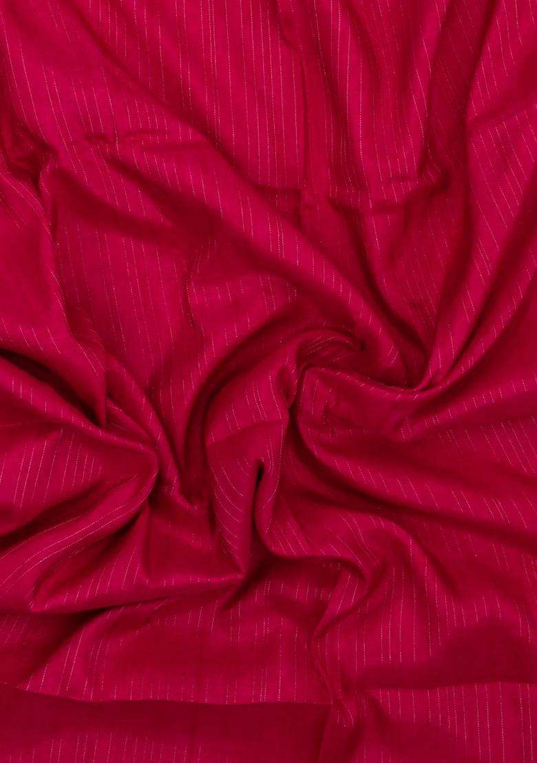 Pink Printed Synthetic Tussar Silk Saree With Zari Stripes Border For Women - Indya