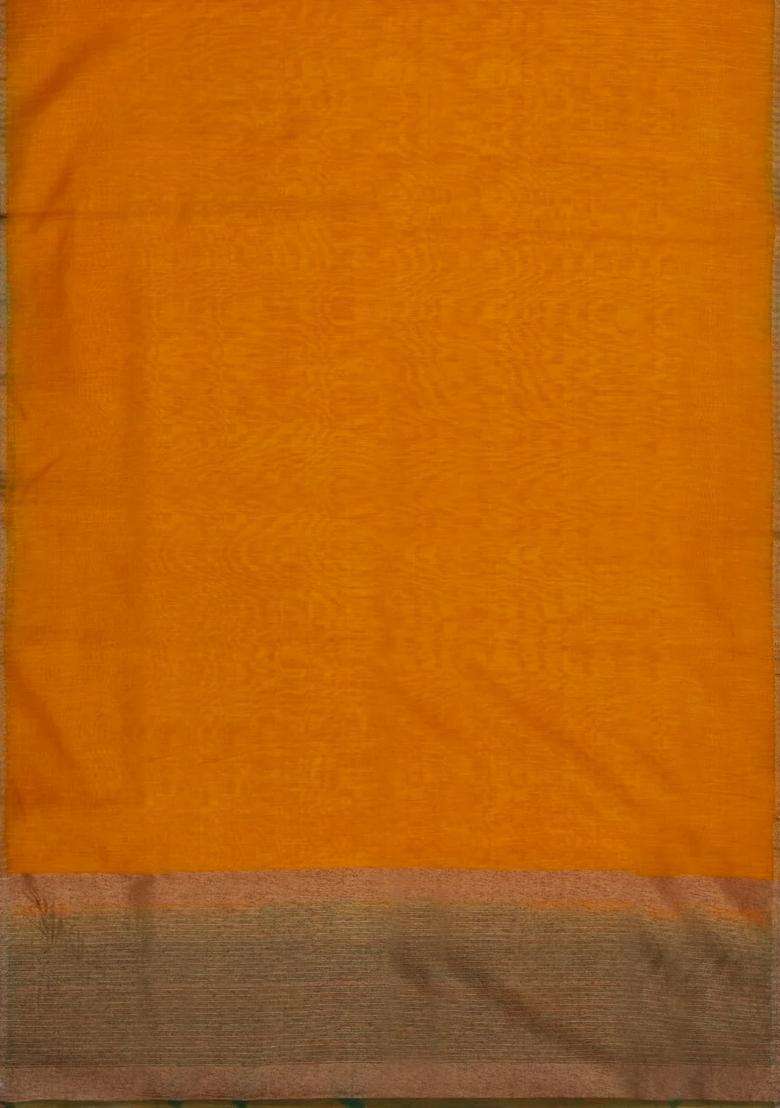 Mustard Woven Blended Art Chanderi Silk Cotton Saree With Zari Border With Traditional Woven Design For Women - Indya