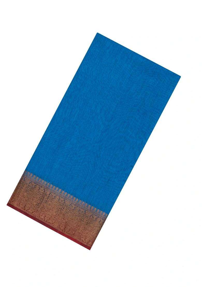 Blue Woven Blended Art Chanderi Silk Cotton Saree With Zari Border With Traditional Woven Design For Women - Indya