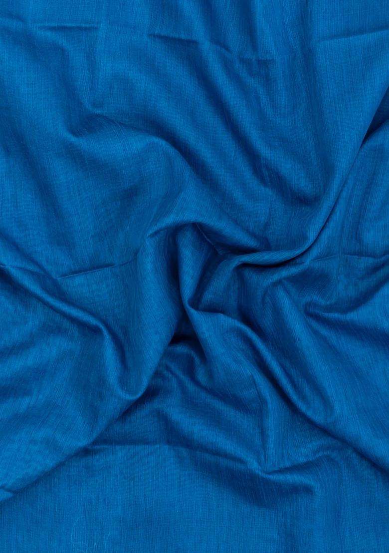 Blue Woven Blended Art Chanderi Silk Cotton Saree With Zari Border With Traditional Woven Design For Women - Indya