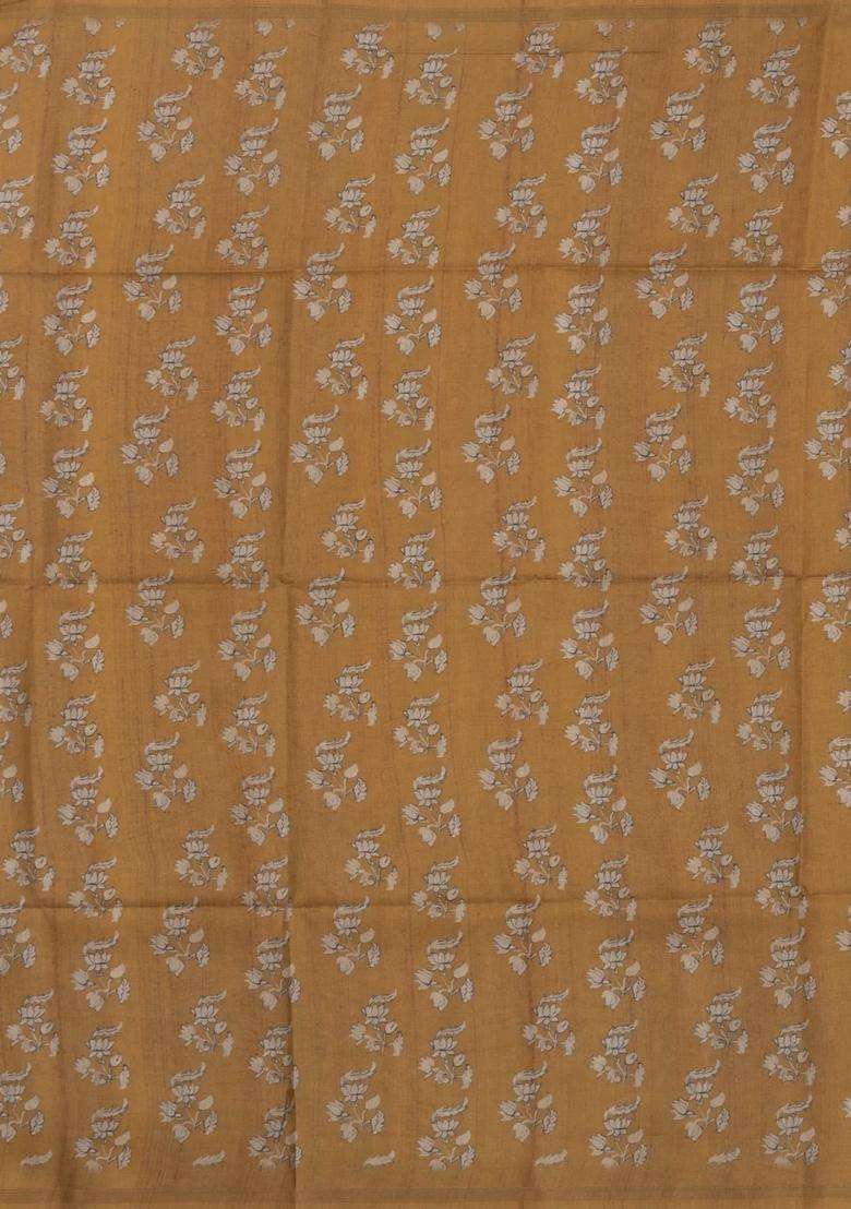 Peach Printed Synthetic Tussar Silk Saree With Contrast Border For Women - Indya