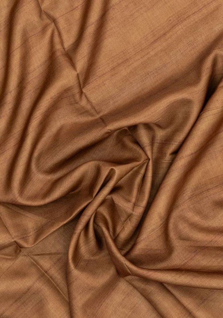 Beige Printed Synthetic Tussar Silk Saree With Contrast Border For Women - Indya