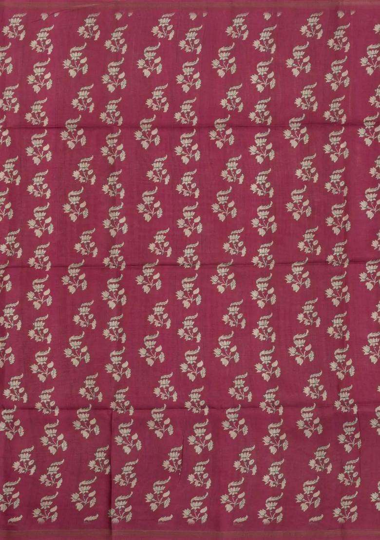 Beige Printed Synthetic Tussar Silk Saree With Contrast Border For Women - Indya
