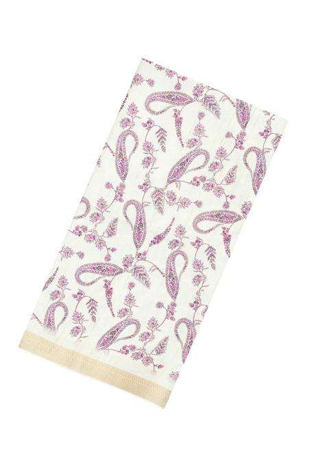 Off White Printed Synthetic Kotha Silk Saree With Zari Border For Women