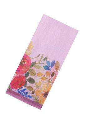 Baby Pink Printed Synthetic Linen Saree With Floral Motifs For Women