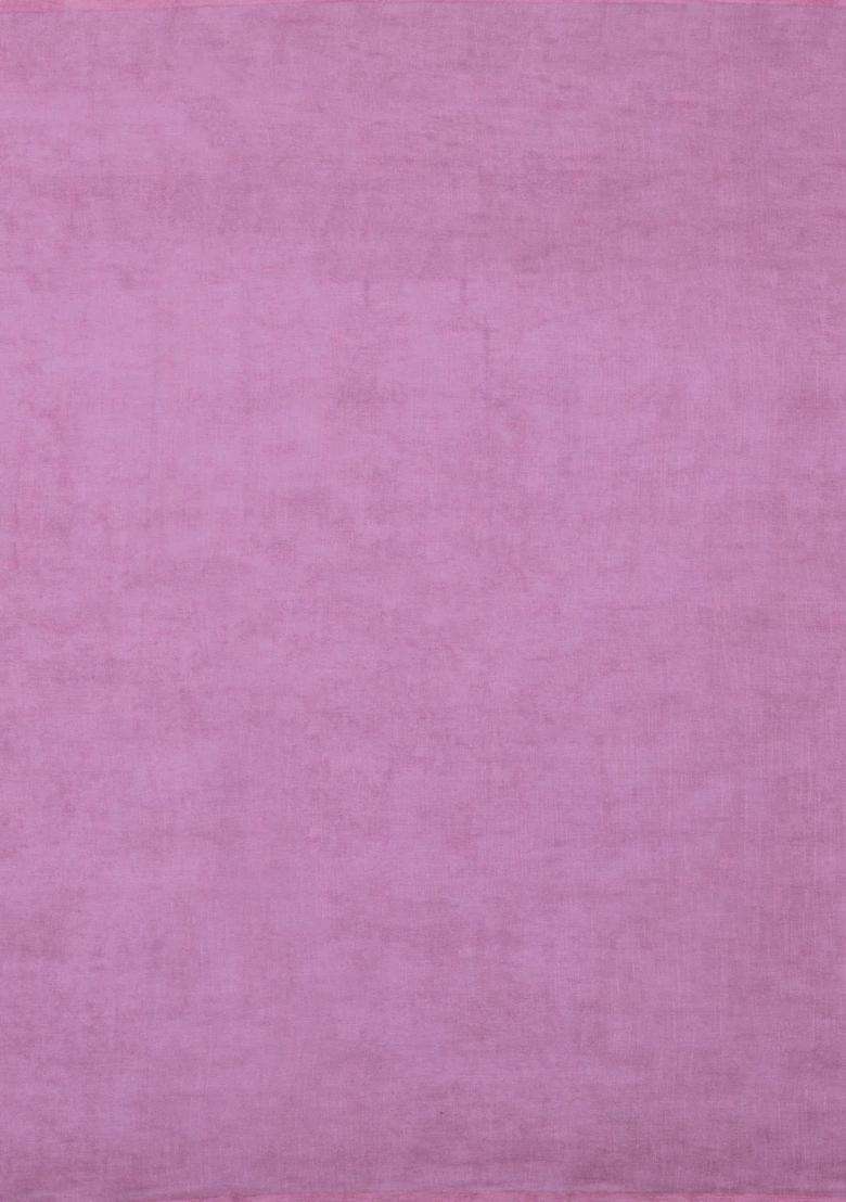 Baby Pink Printed Synthetic Linen Saree With Floral Motifs For Women - Indya