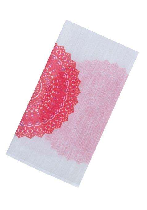 White Printed Synthetic Linen Saree With Floral Motifs For Women