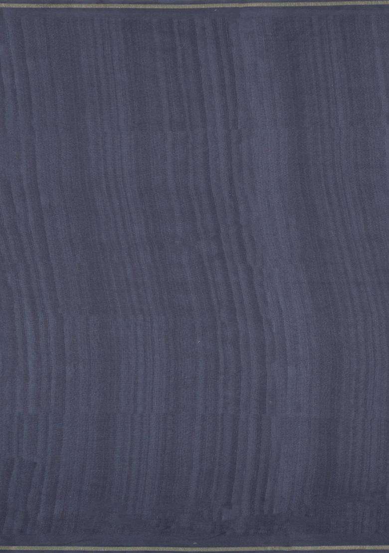 Dark Grey Printed Synthetic Tussar Silk Saree With Contrast Border For Women - Indya