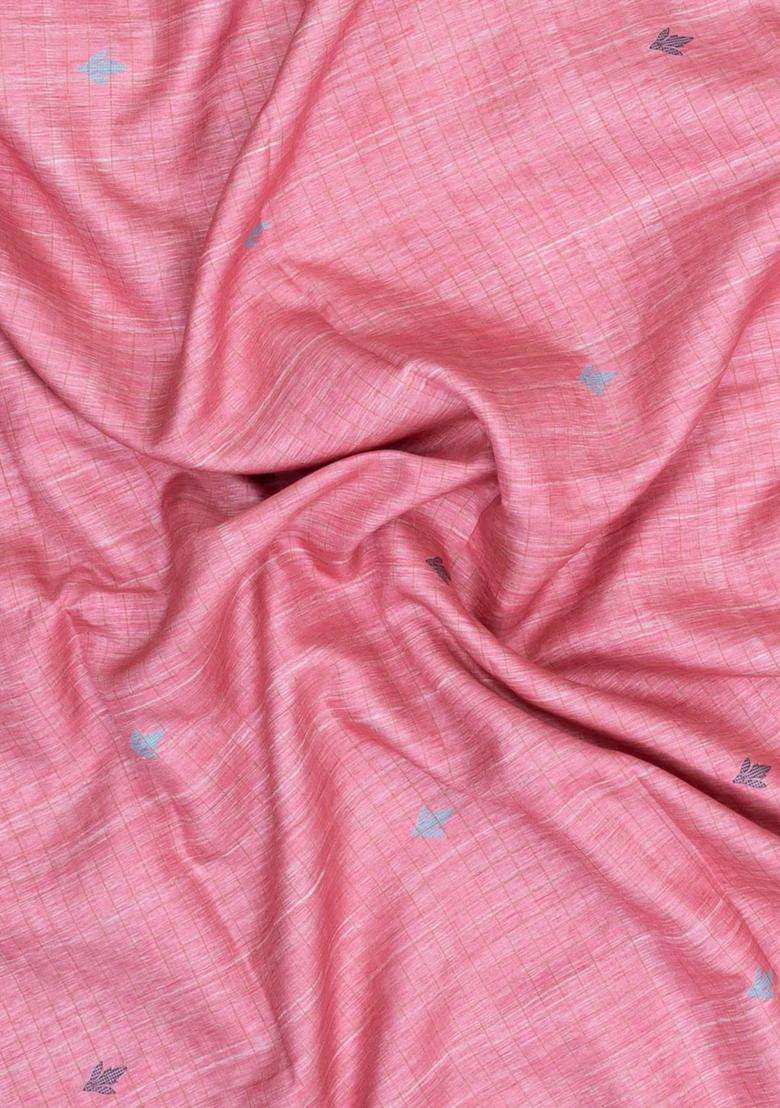 Pink Printed Synthetic Tussar Silk Saree With Contrast Border For Women - Indya
