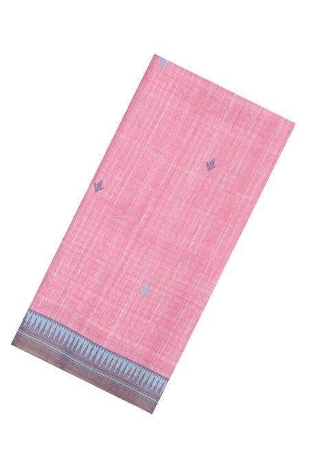Pink Printed Synthetic Tussar Silk Saree With Contrast Border For Women