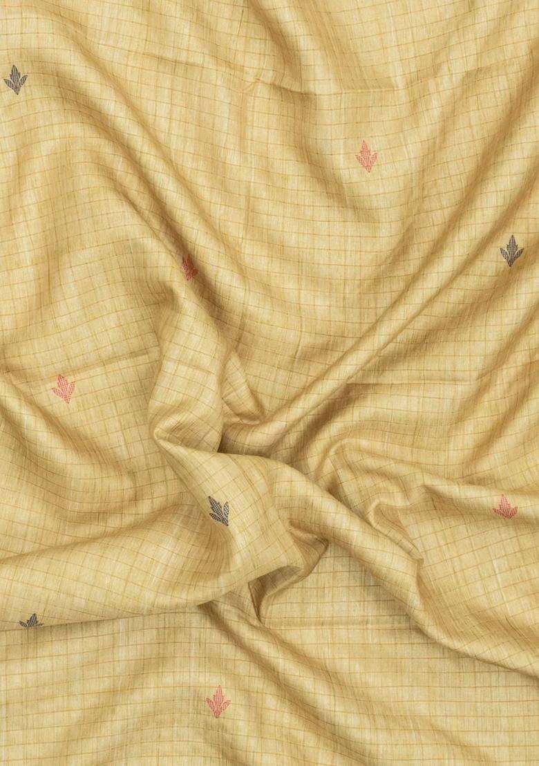Yellow Printed Synthetic Tussar Silk Saree With Contrast Border For Women - Indya