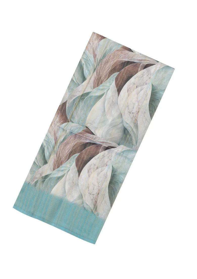 Turquoise Printed Synthetic Tussar Silk Saree With Contrast Border For Women - Indya