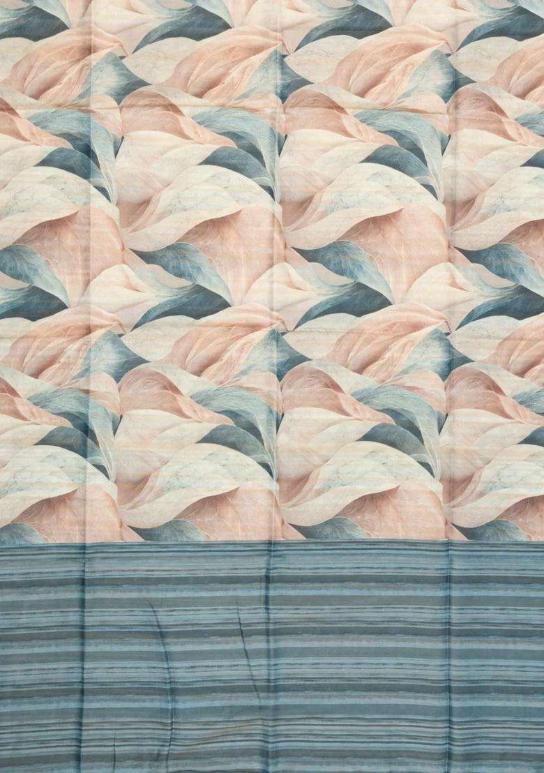 Dark Grey Printed Synthetic Tussar Silk Saree With Contrast Border For Women - Indya
