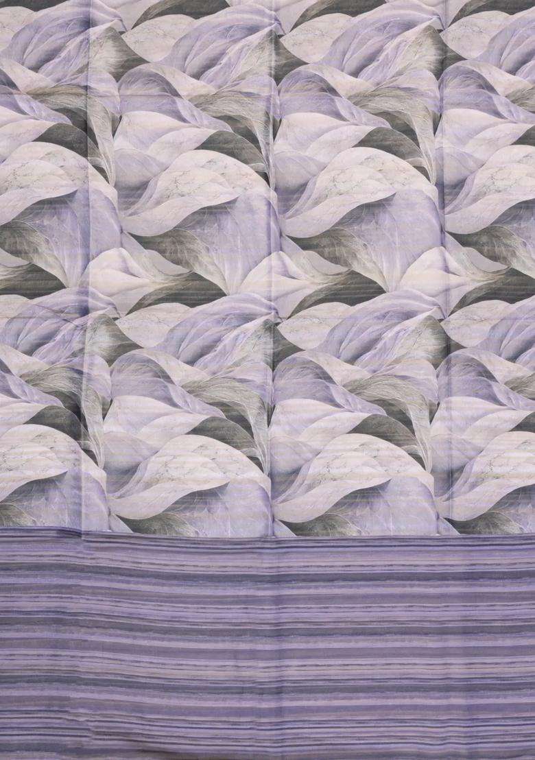 Lavander Lavender Printed Synthetic Tussar Silk Saree With Contrast Border For Women - Indya