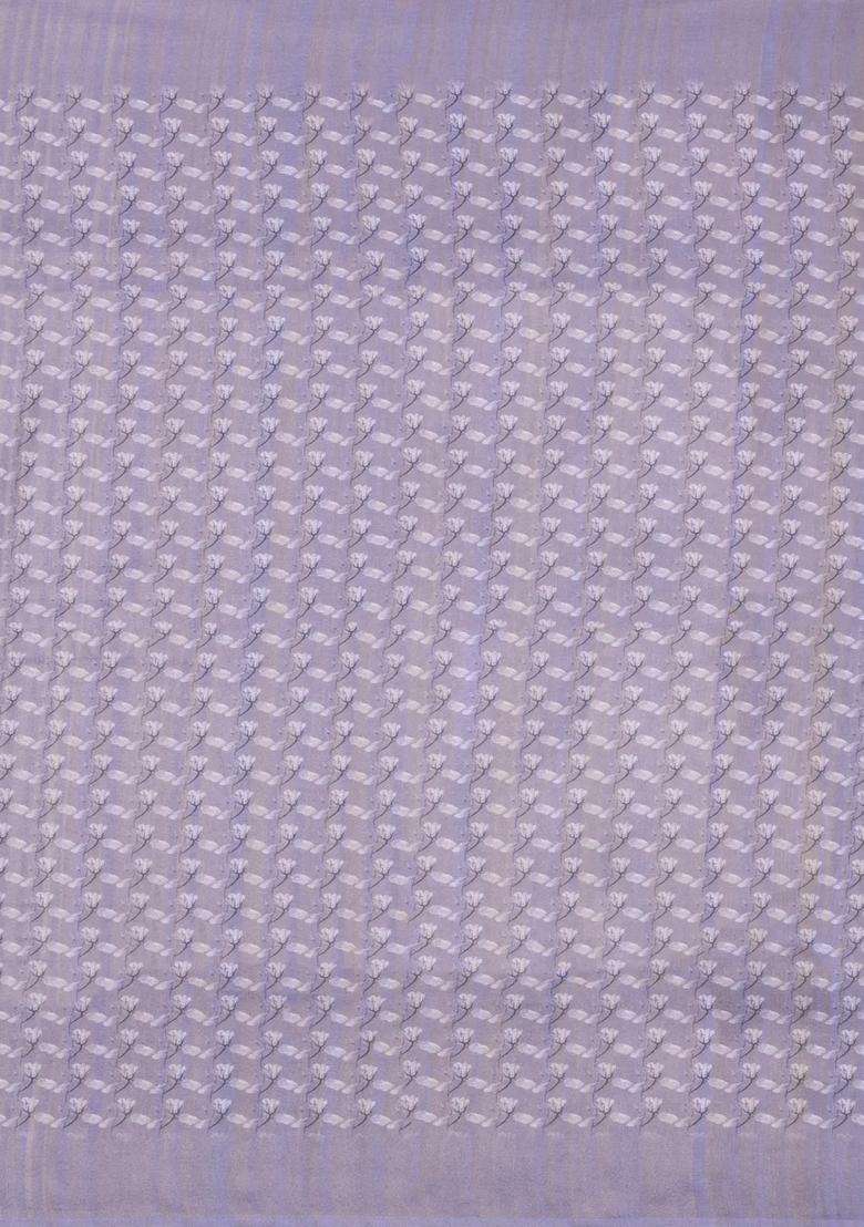 Lavander Lavender Printed Synthetic Tussar Silk Saree With Contrast Border For Women - Indya