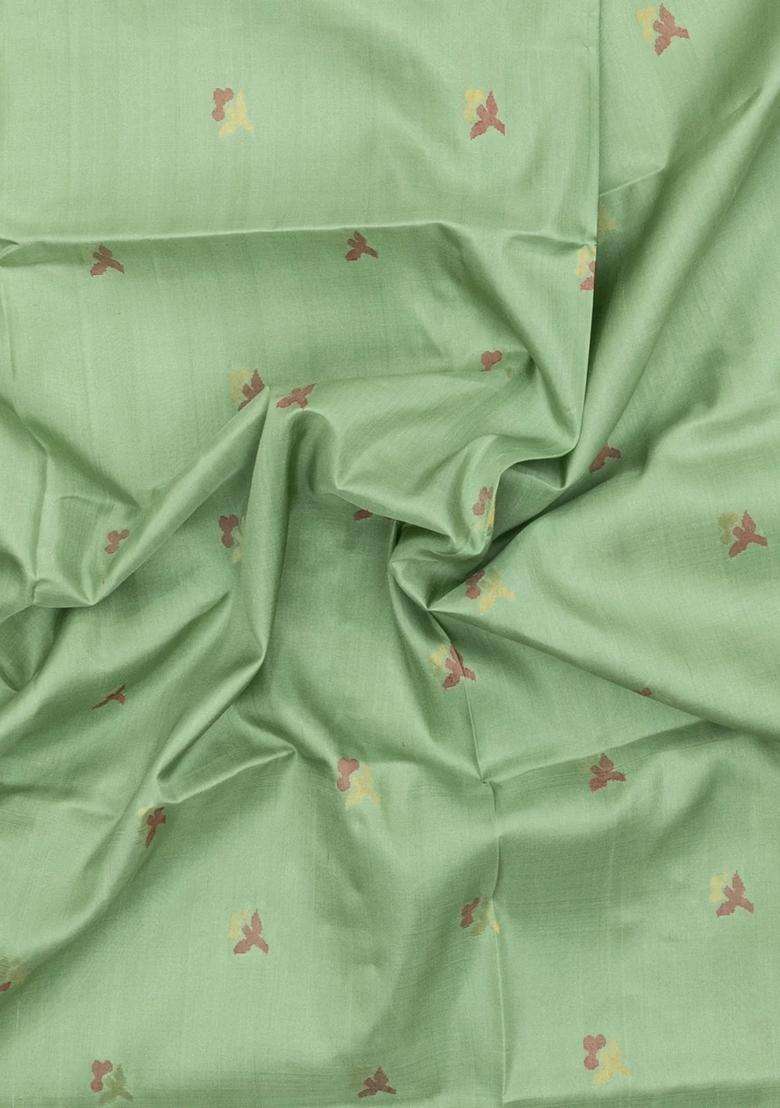 Aquamarine Handloom Uppada Silk Saree With Floral Buttas With Buttas And Brocade Design For Women - Indya