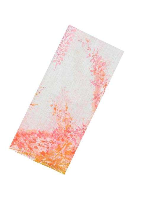Off White Printed Synthetic Linen Saree With Abstract Motifs For Women