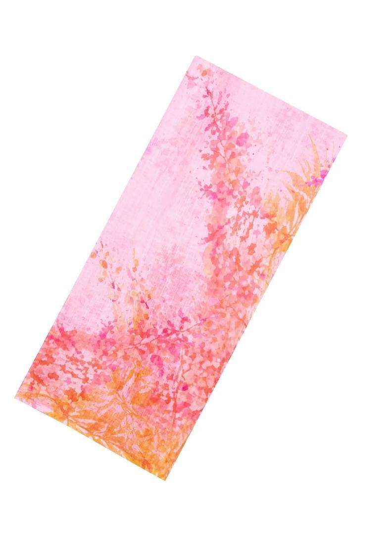 Baby Pink Printed Synthetic Linen Saree With Abstract Motifs For Women - Indya