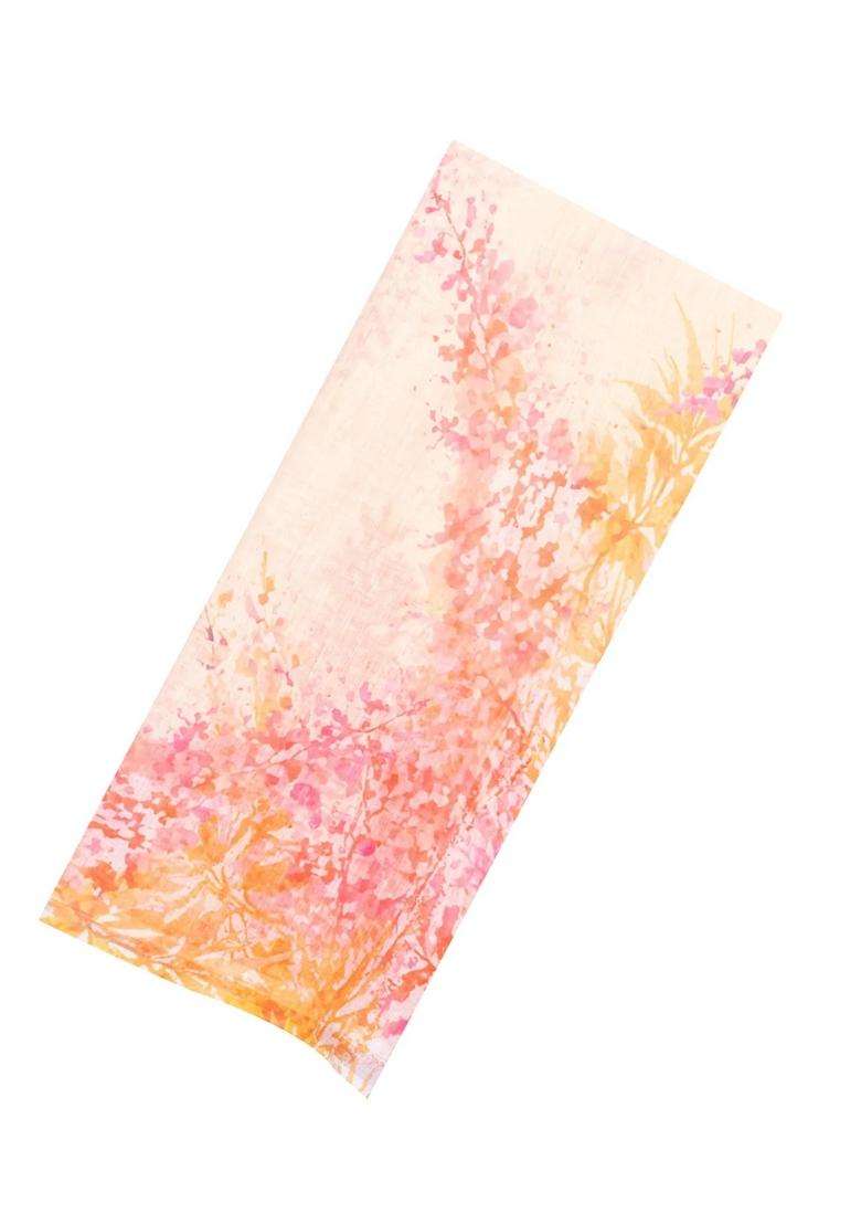 Cream Printed Synthetic Linen Saree With Abstract Motifs For Women - Indya