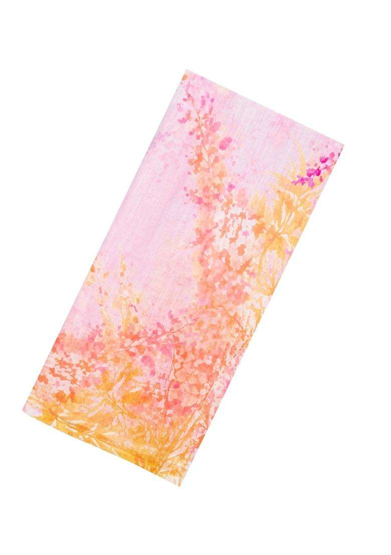 Pink Printed Synthetic Linen Saree With Abstract Motifs For Women - Indya