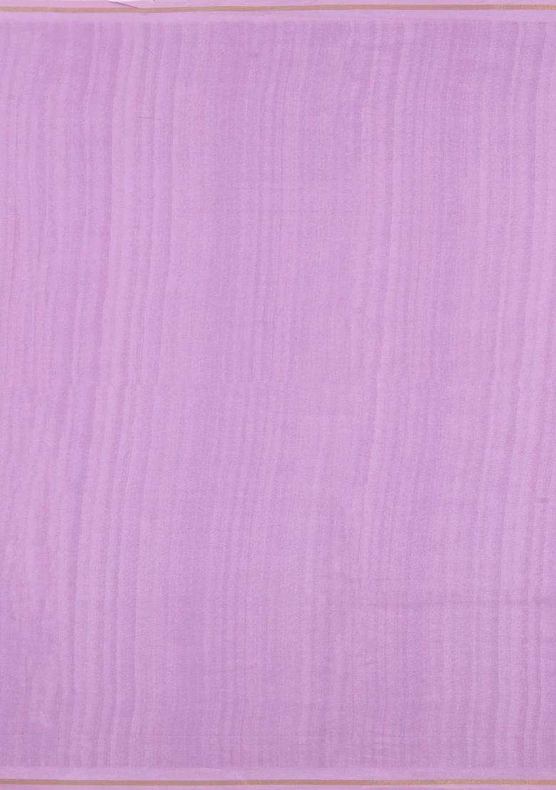 Lavander Lavender Printed Synthetic Tussar Silk Saree With Floral Motifs For Women - Indya