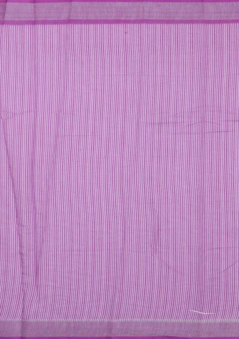 Magenta Printed Synthetic Linen Saree With Floral Motifs For Women - Indya