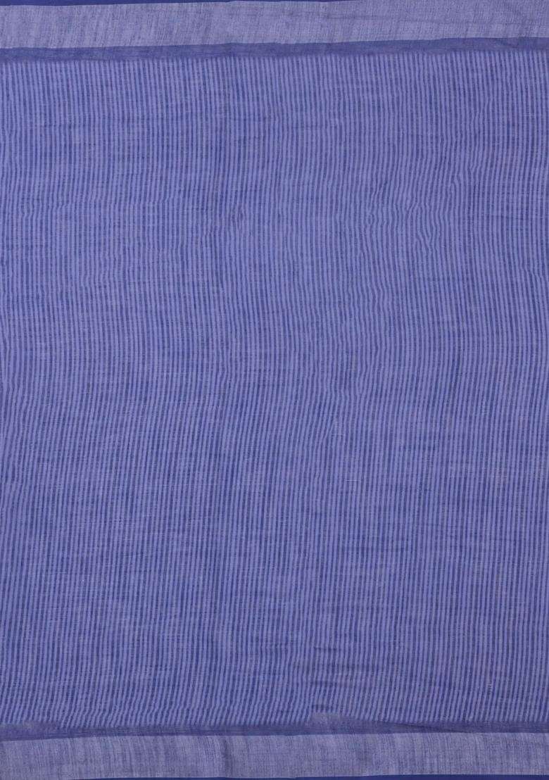 Violet Printed Synthetic Linen Saree With Floral Motifs For Women - Indya