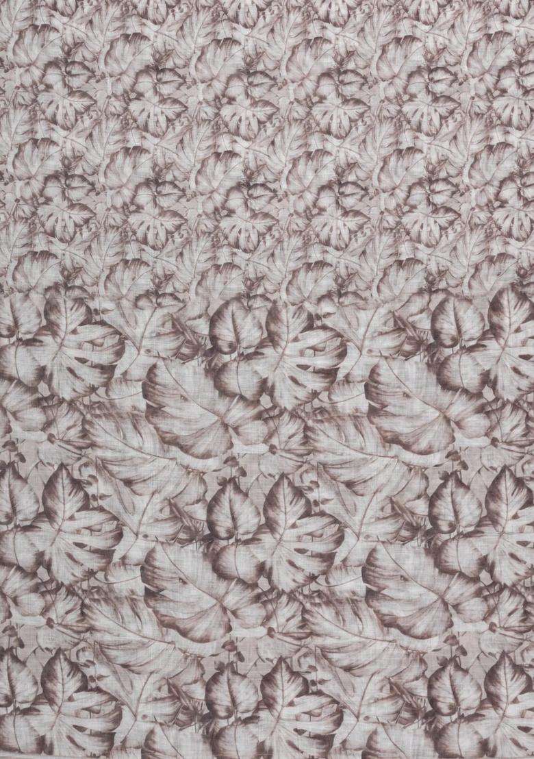 Off White Printed Synthetic Linen Saree With Floral Motifs For Women - Indya