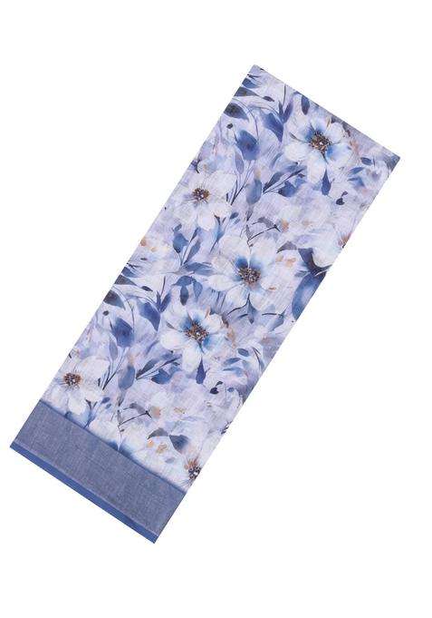 Lavander Lavender Printed Synthetic Linen Saree With Floral Motifs For Women