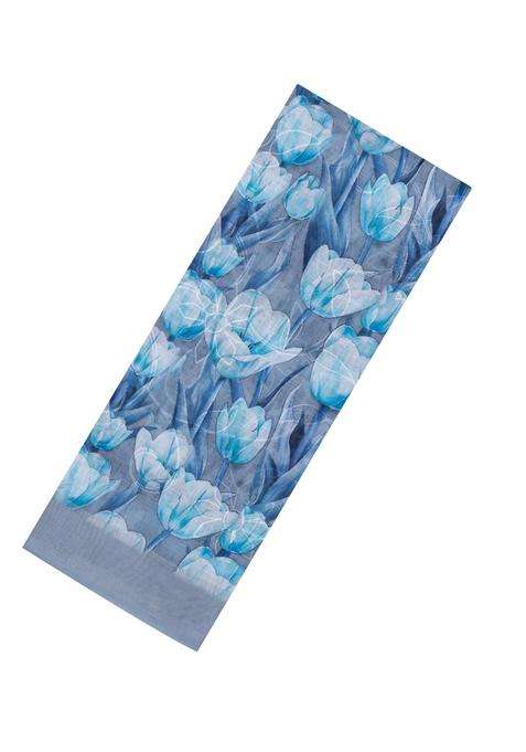 Grey Printed Synthetic Linen Saree With Floral Motifs For Women