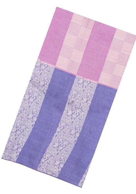 Dusty Pink Printed Synthetic Dupion Silk Linen Saree With Floral Motifs For Women