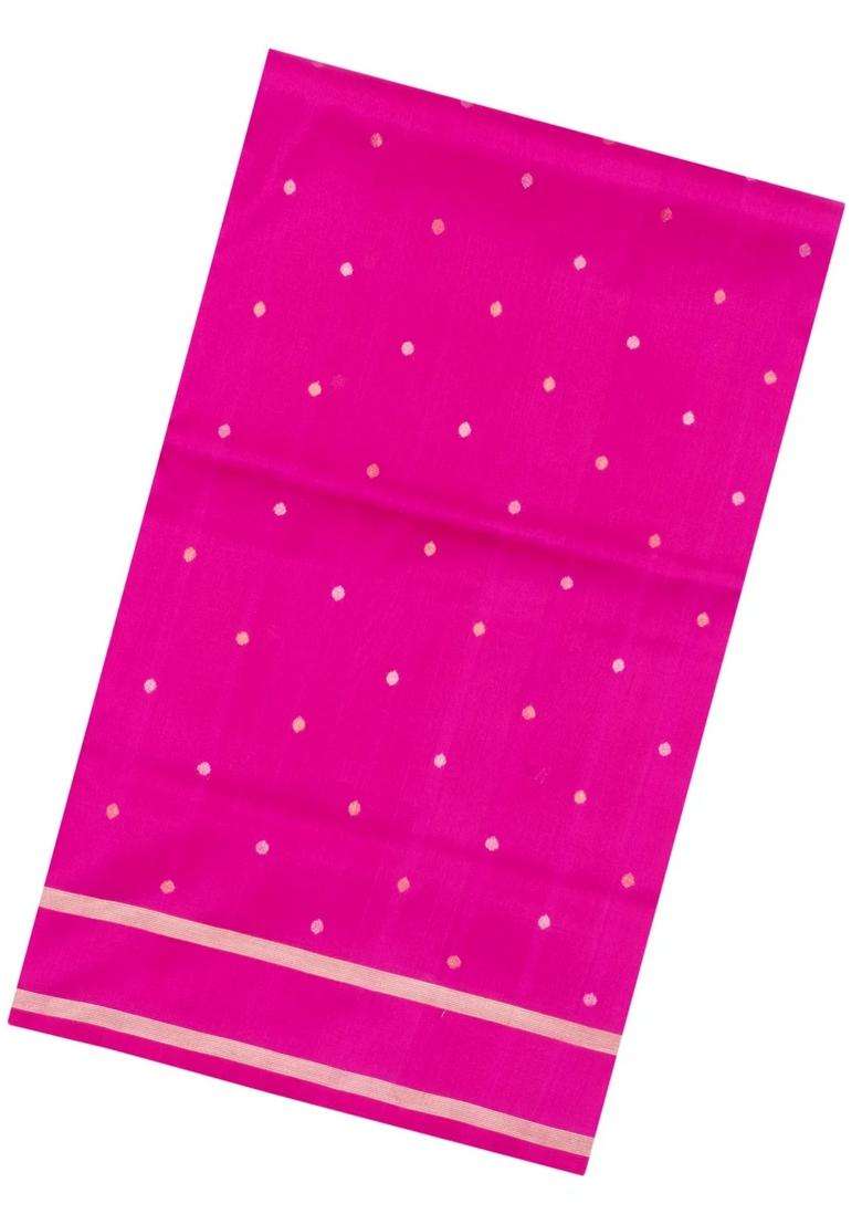Hot Pink Handloom Uppada Silk Saree With Coin Buttas With Buttas And Brocade Design For Women - Indya