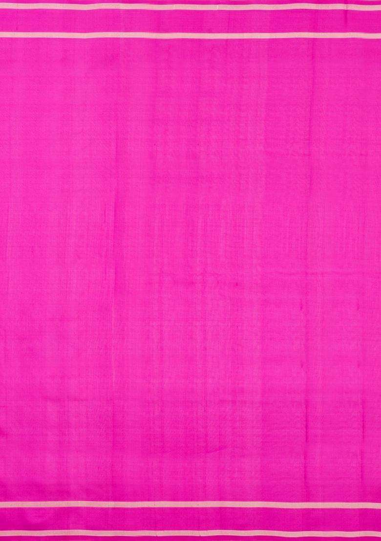 Hot Pink Handloom Uppada Silk Saree With Coin Buttas With Buttas And Brocade Design For Women - Indya