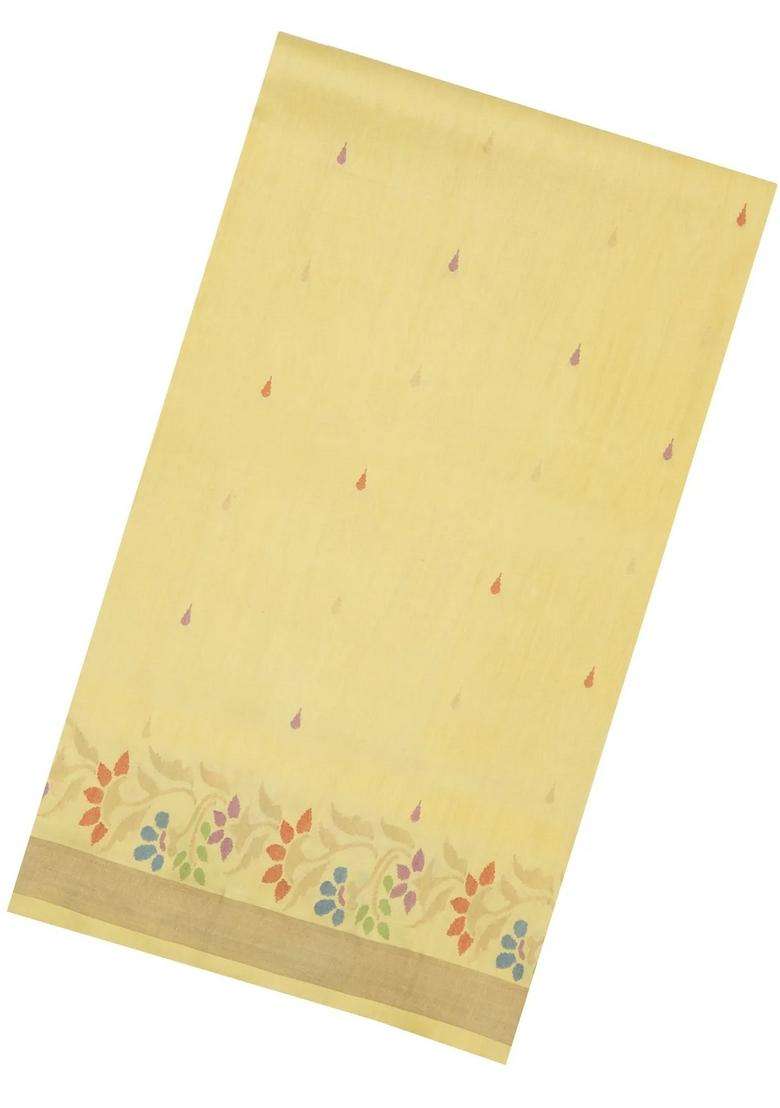 Sandal Handloom Uppada Silk Saree With Meena Buttas With Buttas And Brocade Design For Women - Indya