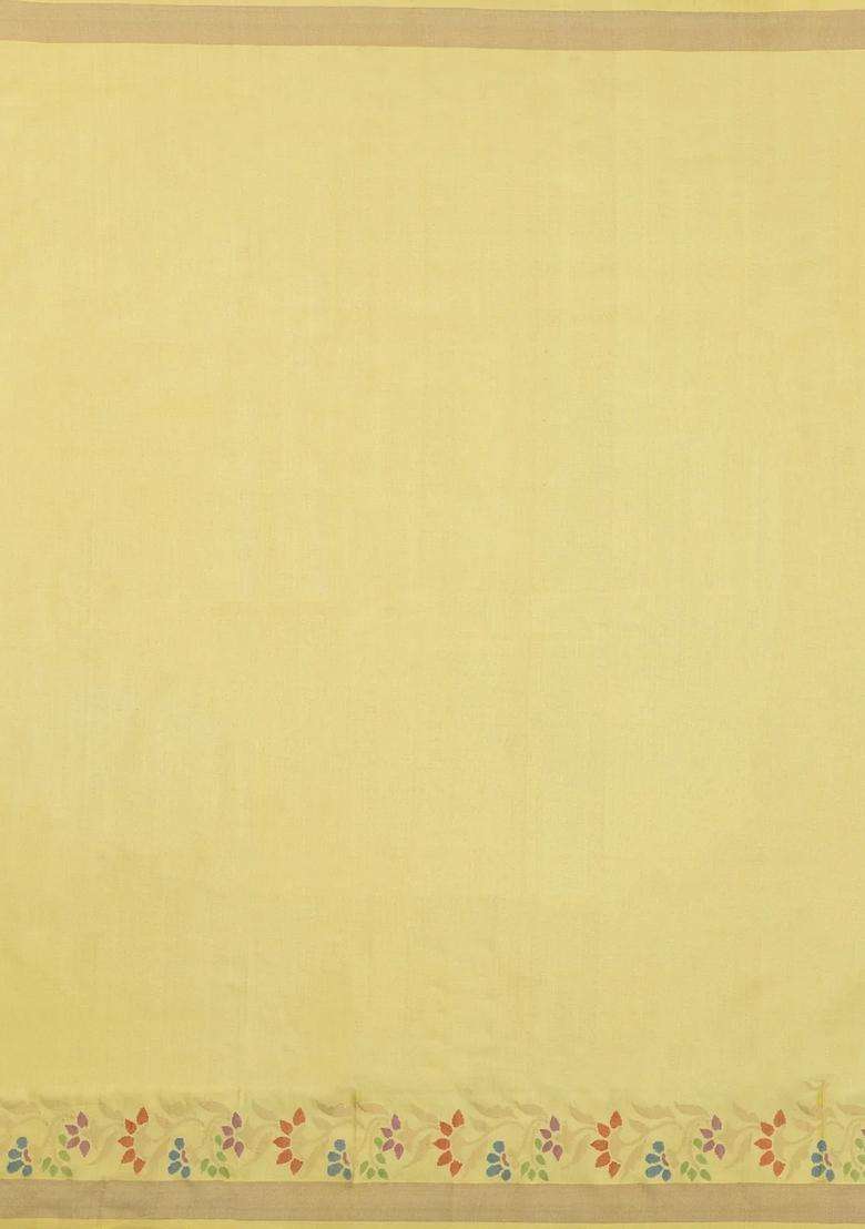 Sandal Handloom Uppada Silk Saree With Meena Buttas With Buttas And Brocade Design For Women - Indya