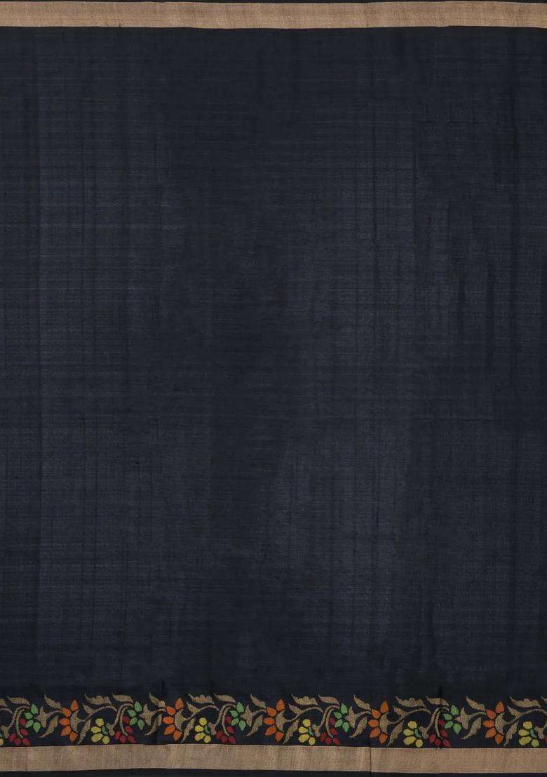 Black Handloom Uppada Silk Saree With Meena Buttas With Buttas And Brocade Design For Women - Indya