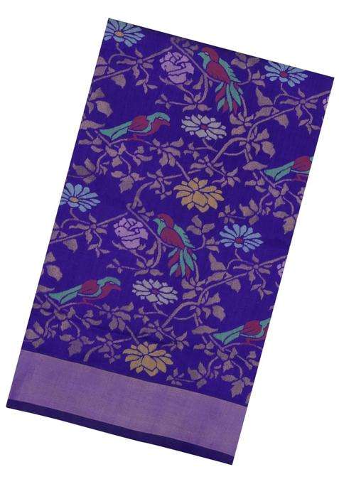 Violet Handloom Uppada Silk Saree With Meena Zari Motifs With Buttas And Brocade Design For Women