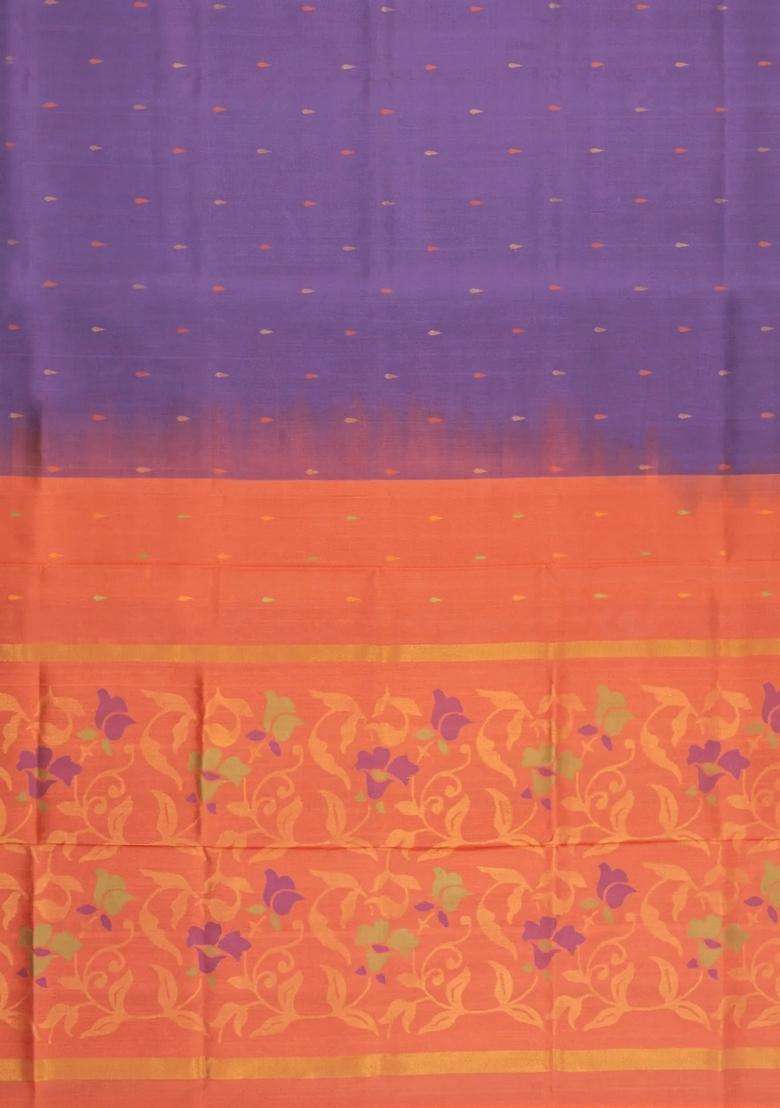 Lilac Handloom Uppada Silk Saree With Meena Buttas With Buttas And Brocade Design For Women - Indya
